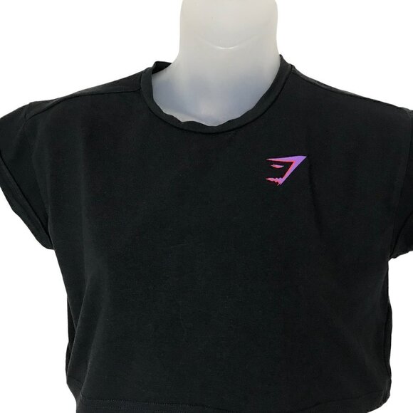 Gymshark Black Cropped Work Out Top Size XS - Picture 1 of 7